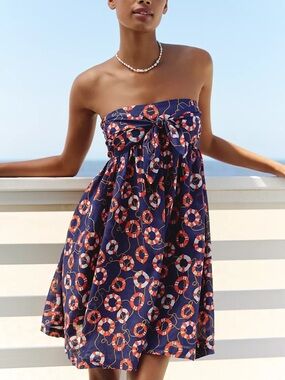 Celandine Cotton Sleeveless Bow-Front Mini Dress